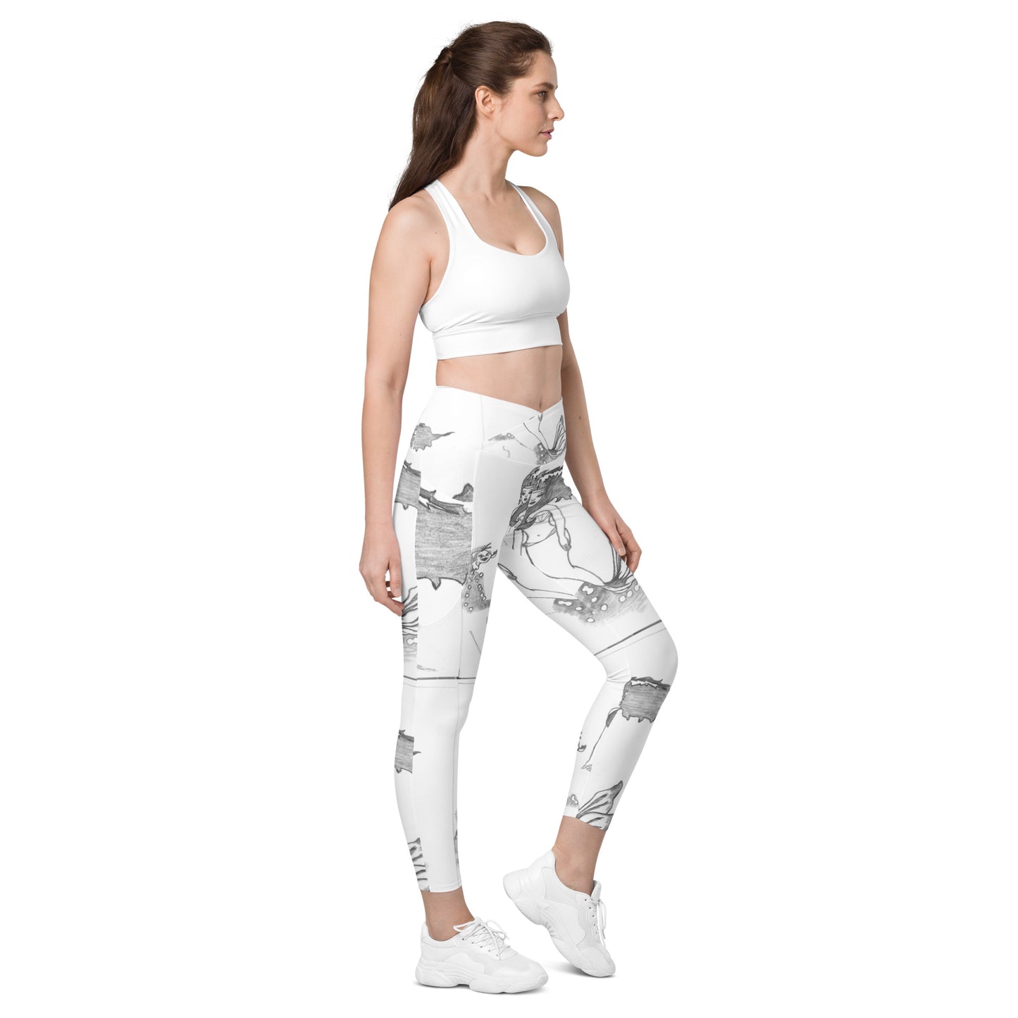 Crossover leggings with pockets